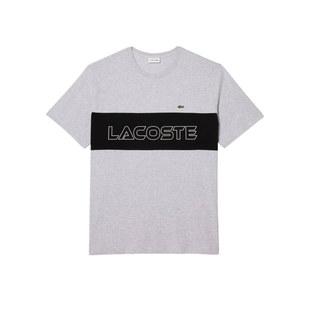Lacoste (S, ) Mens Colour Block Heavy Cotton Fitted T-Shirt Grey