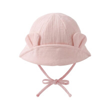 Sun Protection Hat Bear Ear Basin Hat with Straps-Pink