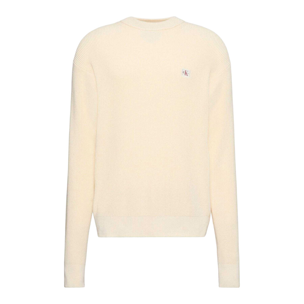 Calvin Klein (M, Calico) Mens Waffle Crew Neck Jumper