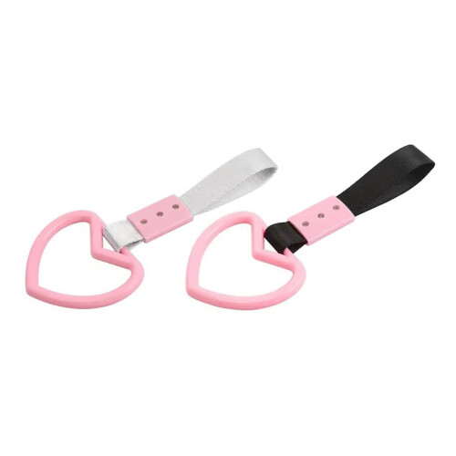 Automotive Bumper Racing Tow Strap Heart Shape Pull Rings-Pink