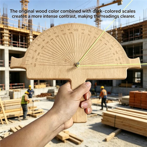 Angle Finder - Handcrafted Beech Wood Degree Tool, Enhanced Readability for Welders Carpentry DIY Projects W/50m Rope 1