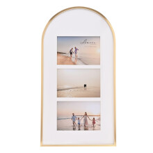 Arched Top Gold Collage Frame Holds 3 Photos - 6 x 4