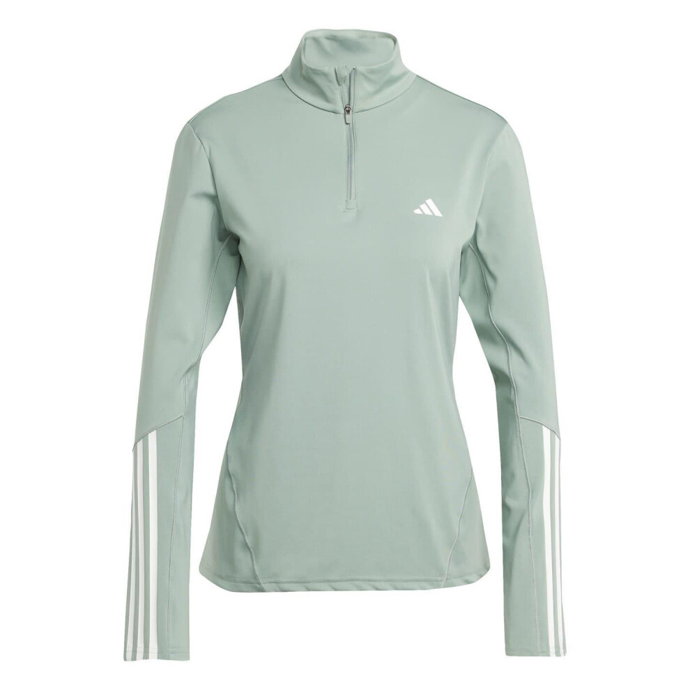 Adidas (4 Uk - 6 Uk, Linen Green) Womens/Ladies Hyperglam Zip Neck Gym Top