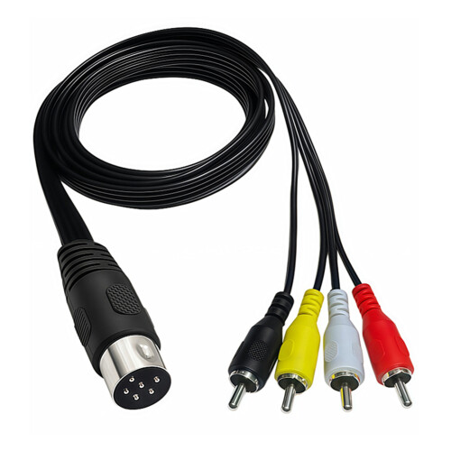 Flexibles-150 cm DIN6P-Stecker auf 4RCA-Stecker