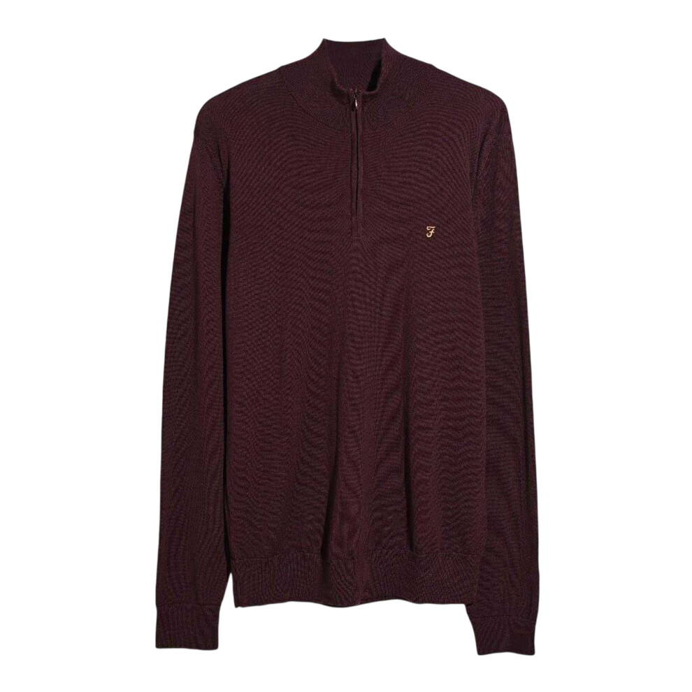 Farah (M, Burgundy) Mens Zip Neck Sweater Top Red,Multicoloured