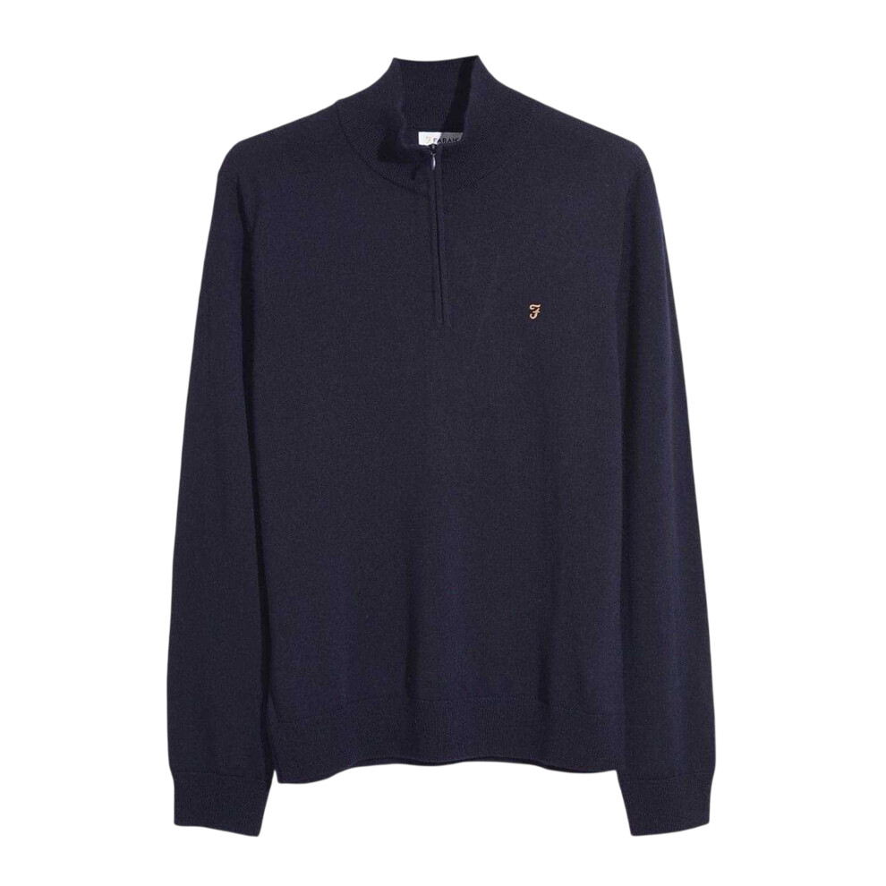 Farah (L, True Navy) Mens Zip Neck Sweater Top Blue,Multicoloured