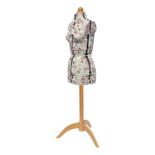 (Small (UK 10-16)) Adjustable Dressmakers Dummy, Rosebuds Wooden Stand. Available in 4 Sizes.