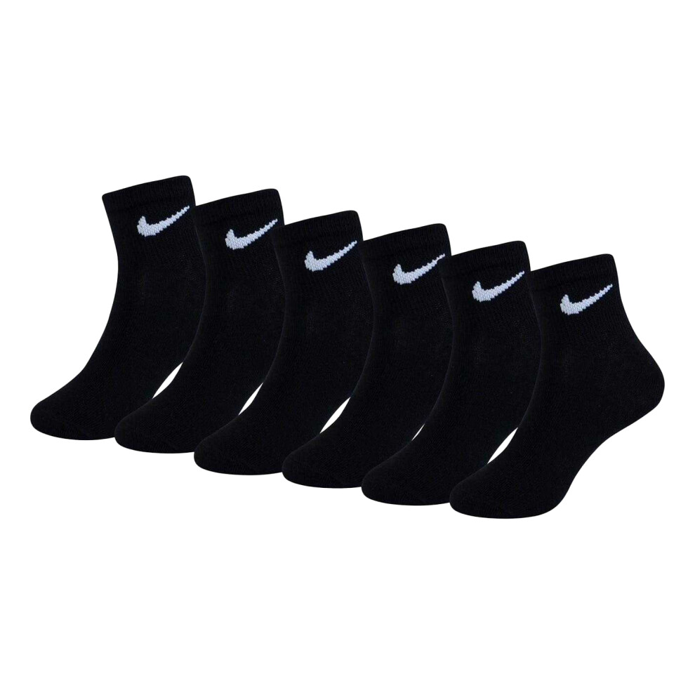 Nike (8 Uk Child-13 Uk Child, Black) Childrens/Kids Logo Ankle Socks (Pack Of 6)