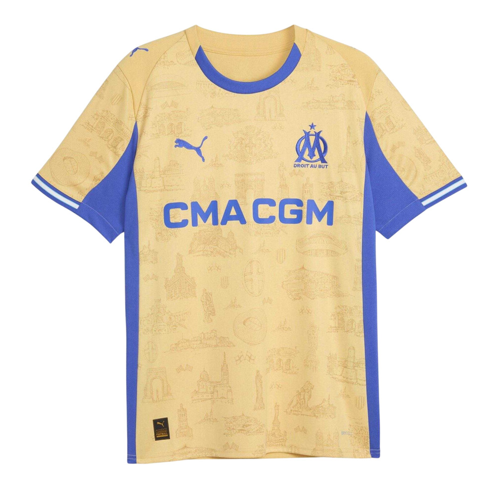 Puma (S, Gold/Royal ) Mens Olympique De Marseille Fc Jersey Blue
