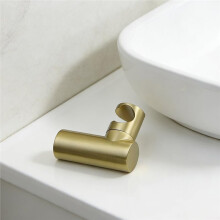 Douchekophouder van Geborsteld Goud, Ronde Messing Wandbeugel, Moderne Luxe Handdouchehouder