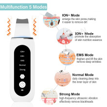 (white) Ultrasonic Skin Scrubber Peeling Blackhead Remover Deep Face Cleaning Ultrasonic Ion Ance Pore Cleaner Facial Shovel Cleanser