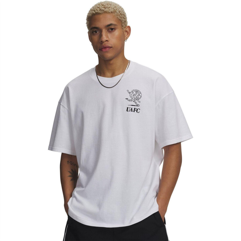 Under Armour (L, White) Mens Gfb Earth Graphic Print Fitted T-Shirt