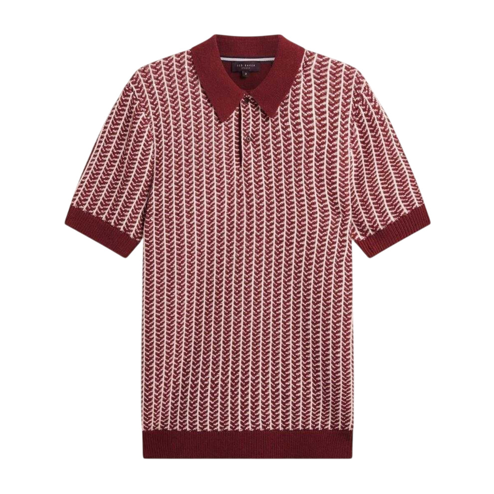 Ted Baker (Xl, Maroon) Mens Herringbone Short-Sleeved Polo Shirt Multicoloured