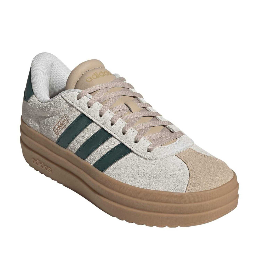 Adidas (6.5 Uk, Beige/Green) Womens/Ladies Court Bold Leather Trainers Green
