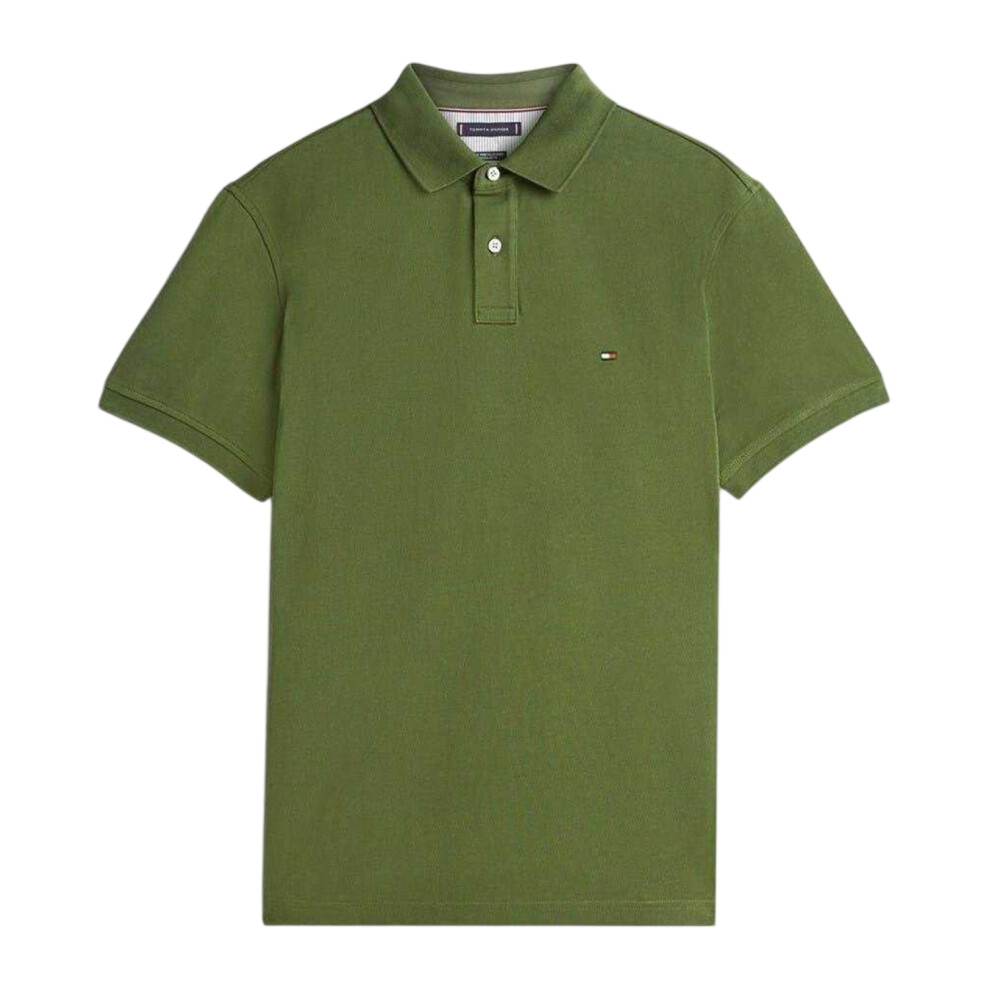 Tommy Hilfiger (S, Pine) Mens 1985 Embroidered Logo Polo Shirt Multicoloured