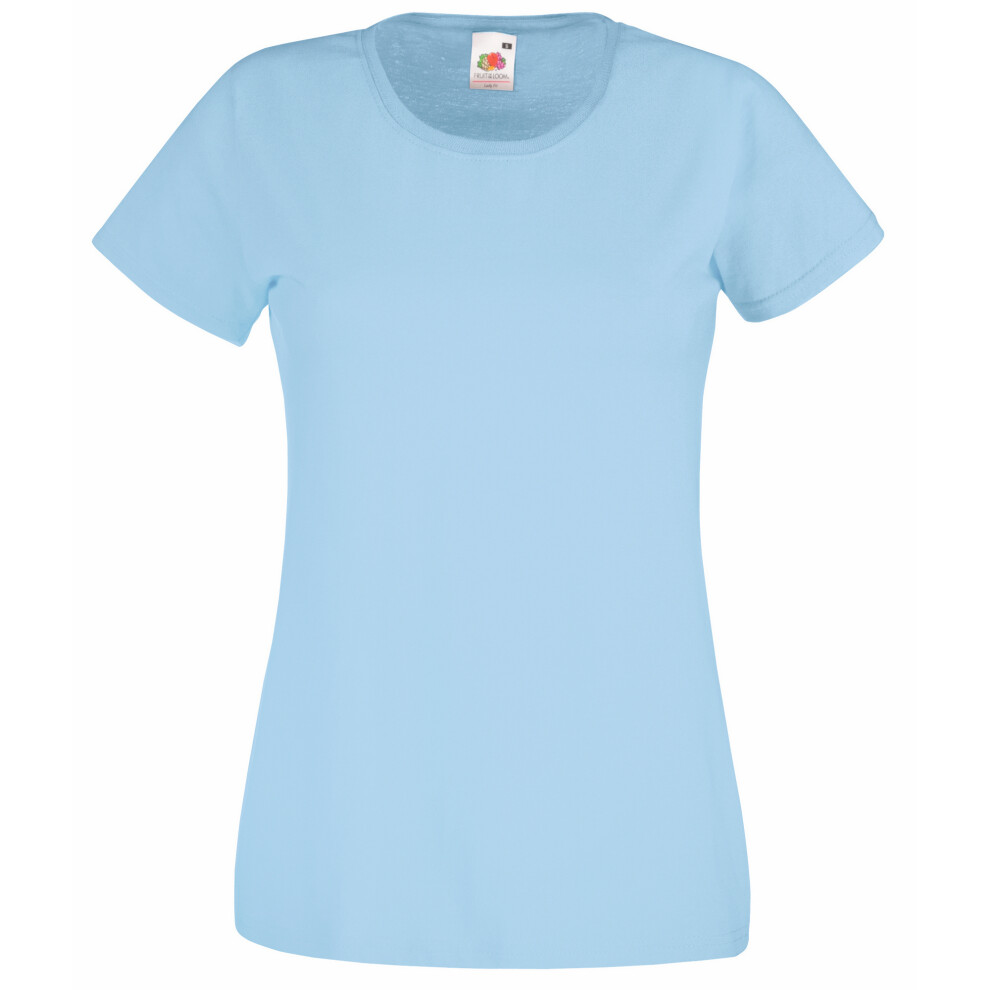 Fruit Of The Loom (Xs, Sky ) Ladies/Womens Lady-Fit Valueweight Short Sleeve T-Shirt (Pack Of 5) Blue