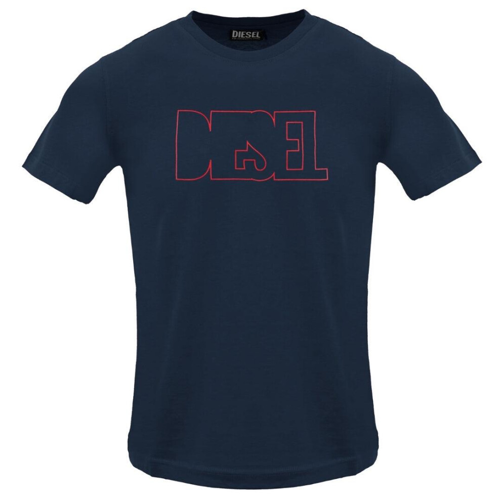Diesel (Xl, Total Eclipse) Mens Logo Outline T-Shirt Multicoloured