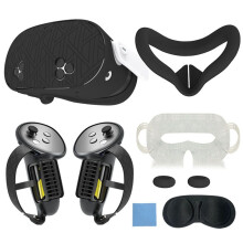 New for Meta Quest 3S Host Handle Protective Cover, Face Shield, Joystick Cap, Glasses Pad, Lens Protective Cover Black