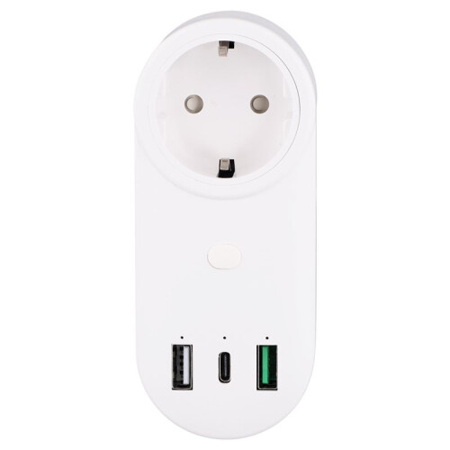 Socket WiFi Plug 16A 2-Hole USB+Type-C Outlets 65W Remote Control Compatible Alexa EU Plug
