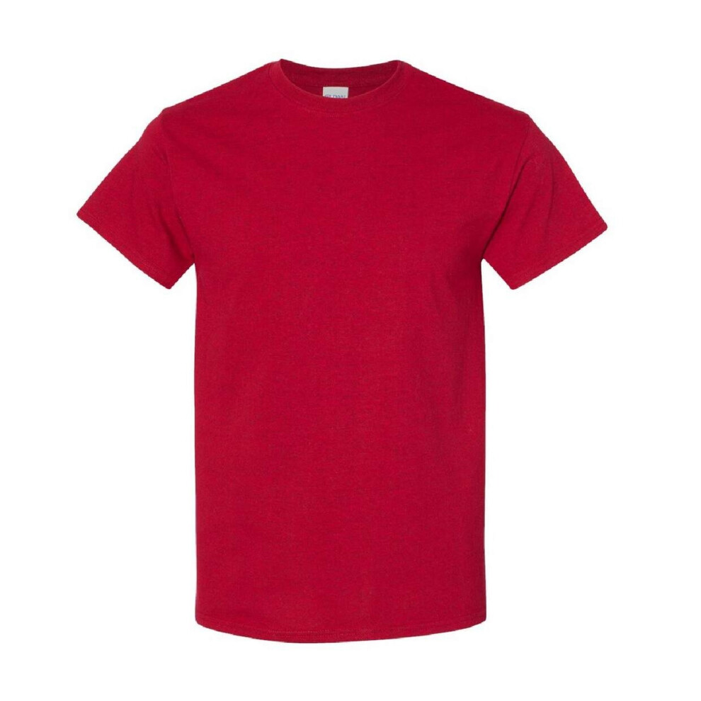 Gildan (L, Antique Cherry ) Mens Heavy Cotton Short Sleeve T-Shirt (Pack Of 5) Red
