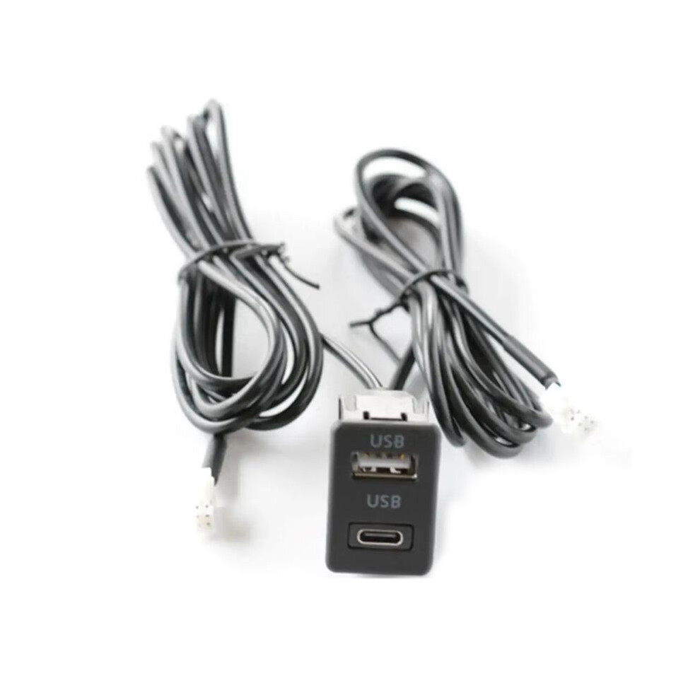 Car Dash Mount Usb+Type-C Port Panel Interface Extension Cable Adapter Car Dashboard Vehicle Navigation Usb Socket 4712551324134