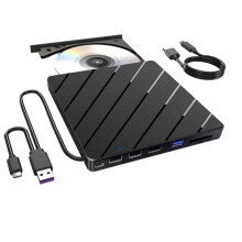 Lecteur CD/DVD Externe pour Ordinateur Portable, Graveur de CD/DVD Portable Ultra-Mince USB 7 en 1, Graveur de Disque Externe