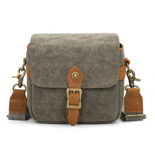 Canvas SLR Camera Bag  Single Messenger Bags Waterproof Wear-Resistant Shoulder Photography Backpacks Army Green