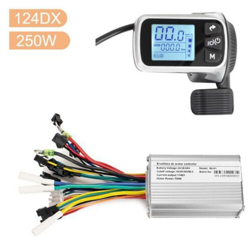 Electric Bike Controller Electric Scooter Controller 124DX 24V/36V/48V 250W Brushless Controller with LCD Display Panel 1
