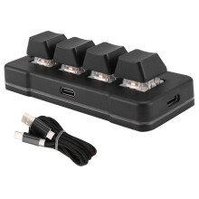 MK424U Tastiera Personalizzata A 4 Tasti con Interruttore Blu Meccanico Connessione USB per Ufficio Gioco Multimedia Nero