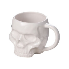 Halloween Skull Cup with Handle Lidless Ceramic Cup Funny Water Beer Milk Cup Mocha Cup Creatives Modeling Mug,600ml C