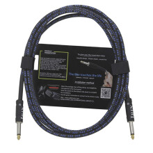 IRIN Gitaarkabel Muziekinstrumentkabel Elektrische Box Bas Audiokabel Gevlochten Ruisonderdrukkingskabel (6 Meter) Blauw & Zwart