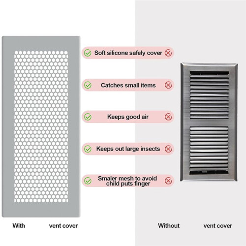 2 Peças de Capa de Ventilação de Piso de Silicone, Capas Protetoras de Ventilação de Ar para Bebês, Registros de Piso Adequados 4 X 10 Polegadas 1