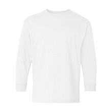 (L, White) Gildan Heavy Cotton Youth Long Sleeve T-Shirt