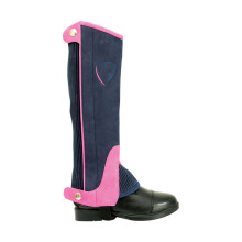 (XL, Navy/Pink) Hy Childrens/Kids Belton Suede Half Chaps