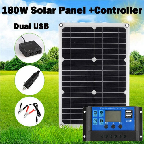 20W Car Battery Solar Panel System Kit Solar Charger Portable Flexible Solar Panel Controller 2USB Output 2