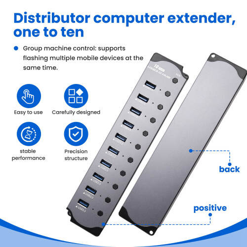 10 in 1 Powered USB HUB 10  USB Adapter USB Splitter USB 3.0 Interface Individual  RGB E- Heat Design 1