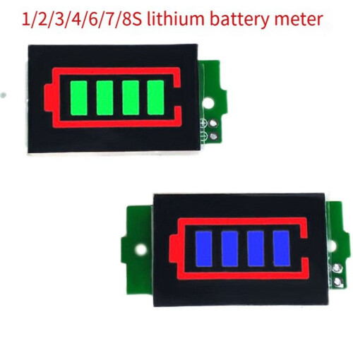 2 Pcs 1-8S Lithium Battery Meter Display Module  Three String LED Lithium Battery Pack Indicator Board 1