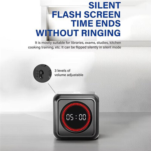 Visual Countdown Timer with 3-Stage Volume Control Silent Flashing Alert Built-in 800mAh Battery 1