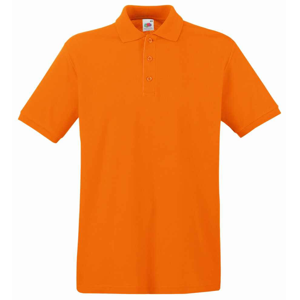 Fruit Of The Loom (S, ) Premium Mens Short Sleeve Polo Shirt Orange