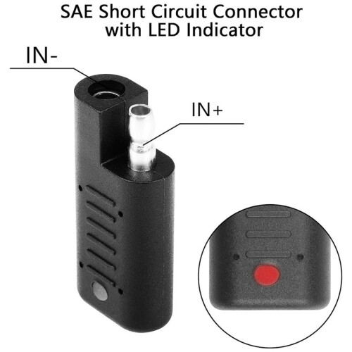SAE Short Circuit Connector with LED Indicator,SAE Polarity Reverse Adapter,SAE Power Cord Tester Solar Panel Detector 1