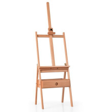 Verstelbaar studio-easel op voet - HELLOSHOP26 - 44 x 41,5 x 151-194,5 cm - Beukenhout - Lade - Doeksteun 92 cm