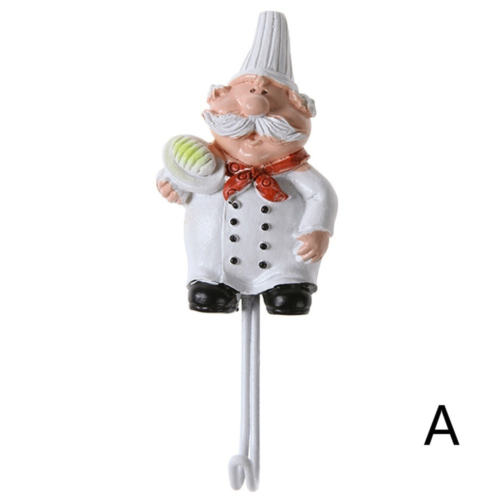 (A) Kitchen Creative Chef Cartoon Storage Rack Hooks Wall Hanger Kitchen Hooks For Utensils 4017648550954