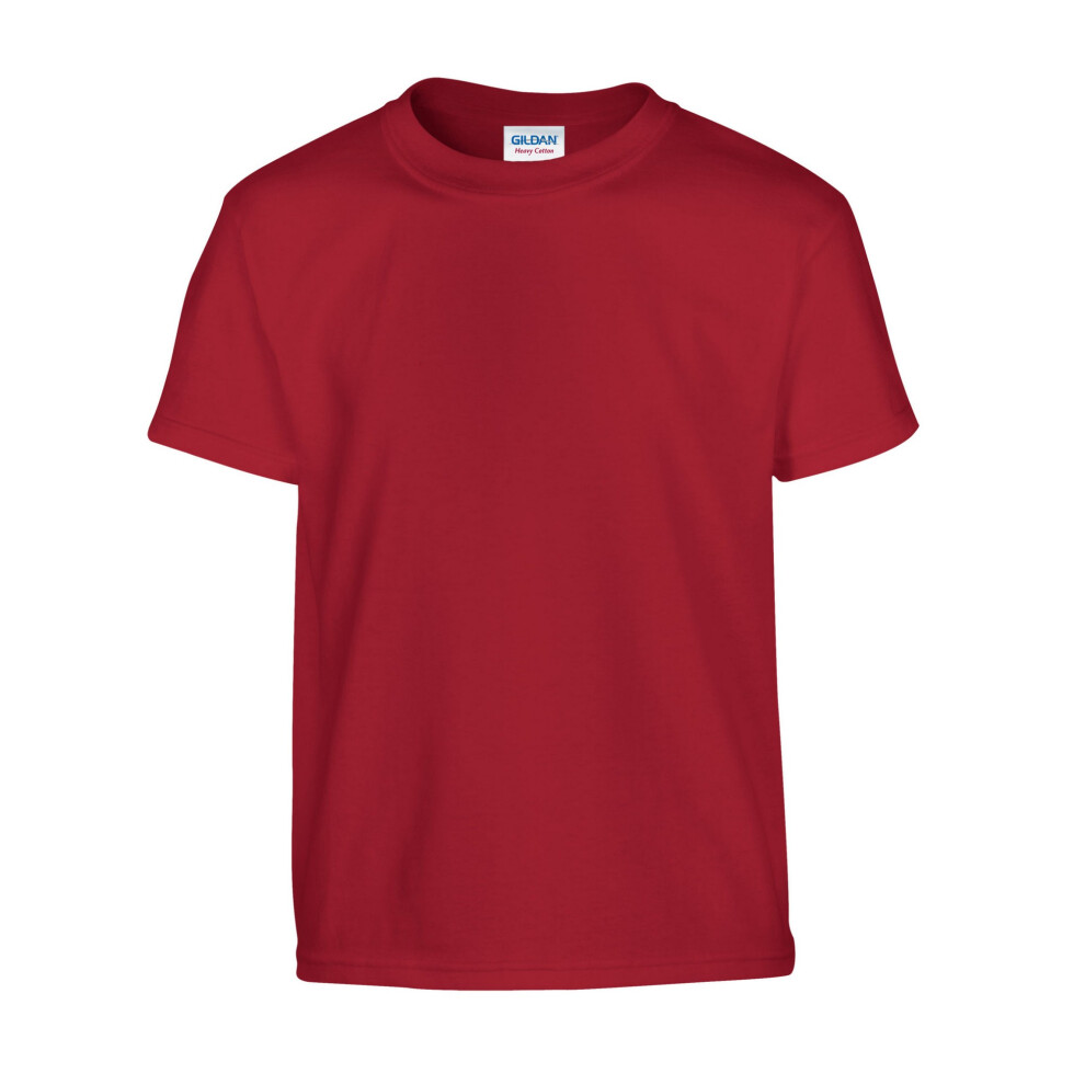 Gildan (Xl, Cardinal ) Childrens/Kids Heavy Cotton T-Shirt Red