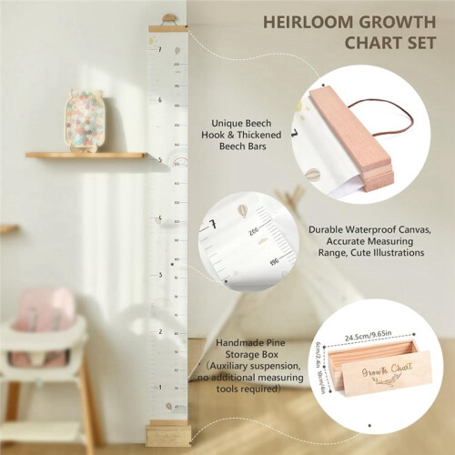 Growth Chart for Wall 7 Ft Height Chart Waterproof Canvas Measure Wall Ruler Removable Neutral Nursery Wall Decor 1
