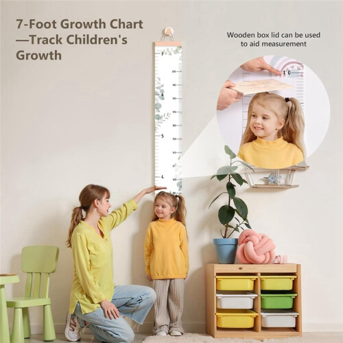 Growth Chart for Wall 7 Ft Height Chart Waterproof Canvas Measure Wall Ruler Removable Neutral Nursery Wall Decor 2