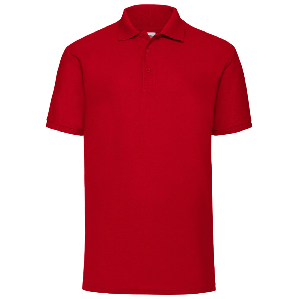 (M, Red) Fruit Of The Loom Mens 65/35 Pique Short Sleeve Polo Shirt