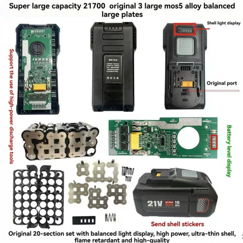 20Core Battery Storage Box Case for  BL1830 BL1850 1860 with 21700 Equalizer Circuit Protection Board 1
