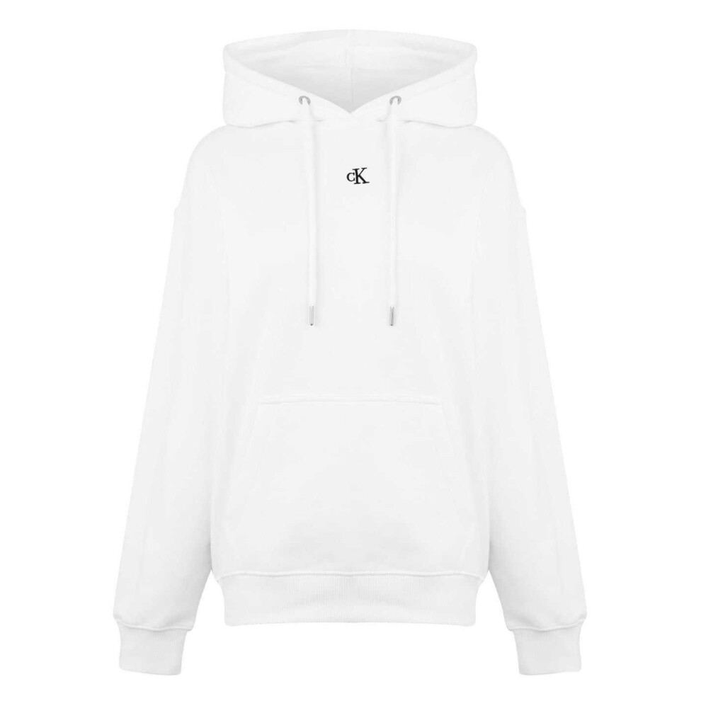 Calvin Klein (16 Uk, Bright ) Unisex Adult Jeans Relaxed Fit Hoodie White