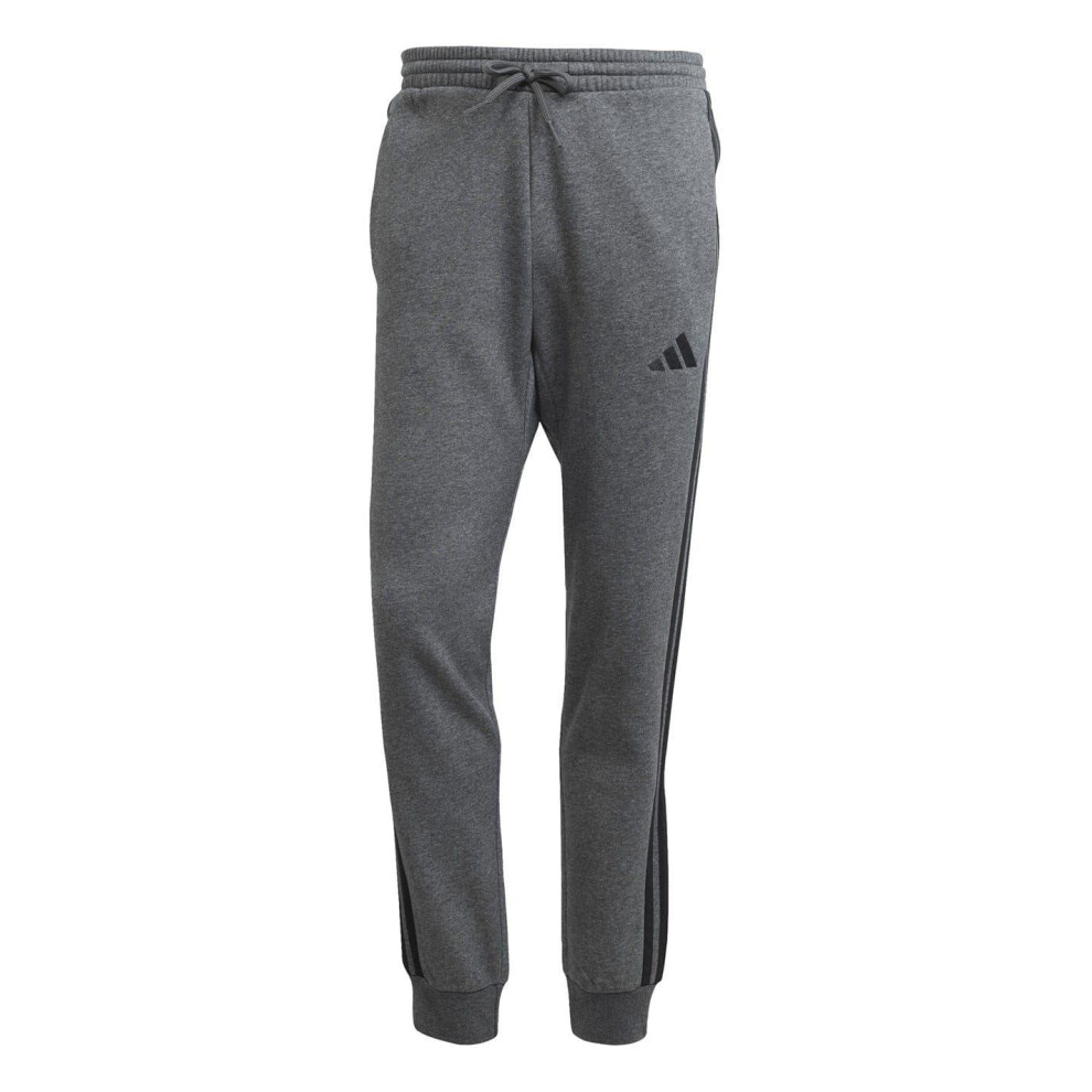 Adidas (Xl, Dark /White) Mens Essentials Stripe Tapered Joggers Grey