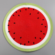 (watermelon) Watermelon Lemon Drink Coasters PP Woven Round Placemat Cartoon Fruit Dining Table Plate Mat Kitchen Accessories Home Decor